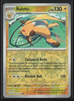 Raichu Common SV05: Temporal Forces 052/162 NM Pokemon Card Reverse Holo - Image 1