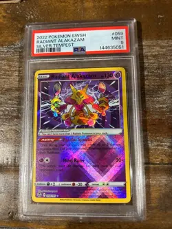 POKEMON 2022 7 Silver Tempest RADIANT ALAKAZAM #059 PSA 9 Mint RARE - Image 1