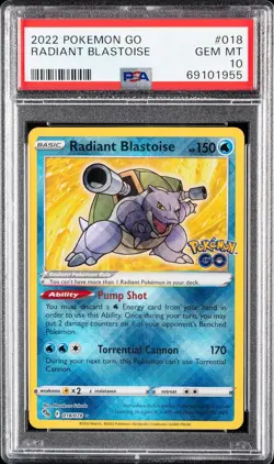 2022 POKEMON GO #018 RADIANT BLASTOISE PSA 10 - Image 1