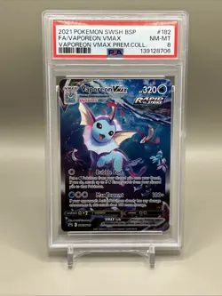 2021 POKEMON SWSH BLACK STAR PROMO #182 FULL ART/VAPOREON VMAX PSA 8 - Image 1