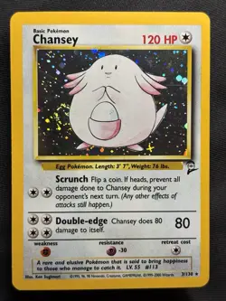 Chansey 🌀SWIRL🌀 3/130 Pokemon - Base Set 2 - Holo Rare - NM LP - Image 1