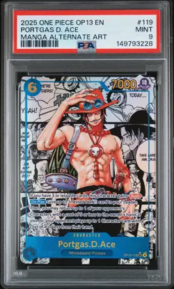 2025 One Piece Carrying On His Will Portgas D Ace Manga Alternate Art PSA 9 #119 - Image 1