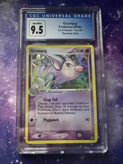 Pokemon CGC 9.5 MINT Grumpig 30/106 EX Emerald Reverse Holo Card 2005 - Image 1