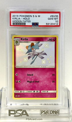 2019 POKEMON TCG CARD HIDDEN FATES SV35/SV94 KIRLIA HOLO RARE BABY SHINY PSA 10 - Image 1