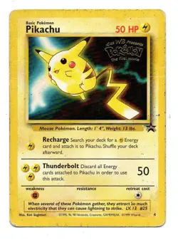 Vintage Pokemon Card "Pikachu" Black Star Promo #25 #4/53 Promo Unlimited 1999 - Image 1