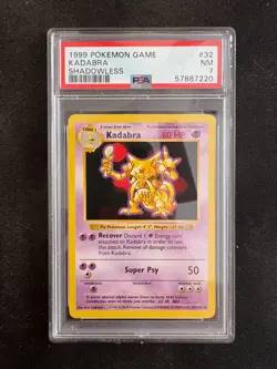 1999 POKEMON BASE SET SHADOWLESS #32 KADABRA PSA 7 - Image 1