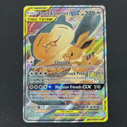 Pokemon Eevee & Snorlax GX Tag Team SM169 Black Star Promo Card LP/NM - Image 1