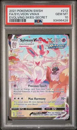 2021 Pokemon Sylveon VMAX Evolving Skies Secret Rare Full Art #212 PSA 10 - Image 1
