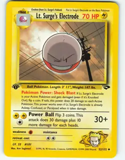 Lt. Surge's Electrode - 1st Edition - 52/132 Gym Challenge - Pokemon TCG - 2000 - Image 1