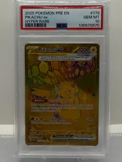 Pokemon TCG 2025 Pikachu ex Prismatic Evolutions 179/131 Hyper Rare Holo PSA 10 - Image 1