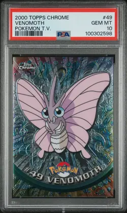 2000 Topps Chrome Pokemon T.V. Venomoth Holo #49 – PSA 10 (GEM MINT) - Image 1