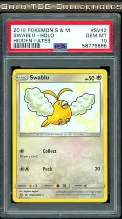 PSA 10 ⭐ Pokemon Swablu SV42 42 Holo Baby Shiny Hidden Fates Sun Moon Graded - Image 1