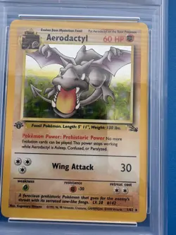 1st Edition Aerodactyl Holo Fossil Set 1999 Pokemon #1 PSA 8 - Image 2