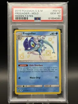 2019 Pokemon Sun & Moon Hidden Fates Shiny Frogadier #SV12 PSA 10 GEM MINT - Image 1