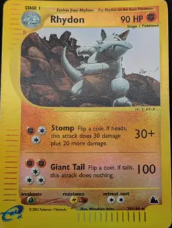 Rhydon Reverse Holo Rare 29/144 Skyridge Pokemon TCG Nintendo MP - Image 3