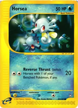 Pokemon TCG Aquapolis Horsea Regular Common E-Card 85/147 DMG - Image 1