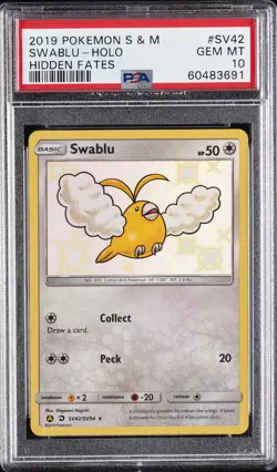 2019 POKEMON SUN & MOON HIDDEN FATES #SV42 SWABLU-HOLO PSA 10 - Image 1