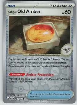 Pokemon Antique Old Amber Common Reverse Holo SV: Scarlet & Violet 151 154/165 - Image 1