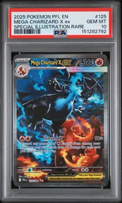 2025 POKEMON PFL EN-PHANTASMAL FLAMES #125 MEGA CHARIZARD X EX PSA 10 - Image 1
