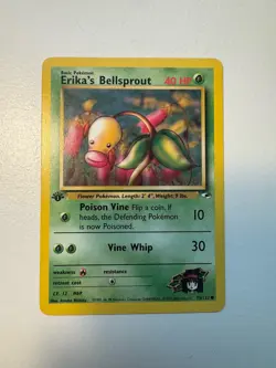 Pokemon TCG 2000 Gym Heroes 1st Edition Erika’s Erika’s Bellsprout 75/132 NM - Image 1