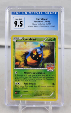 2011 Pokemon Noble Victories Karrablast Holo Championship Staff CGC 9.5 8/101 - Image 1