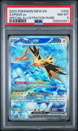 Zapdos Ex 202/165 Mew EN 151 Special Illustration Rare Pokemon PSA 8 NM - Image 1