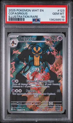 2025 POKEMON WHT EN-WHITE FLARE ILLUSTRATION RARE #123 COFAGRIGUS PSA 10 - Image 1