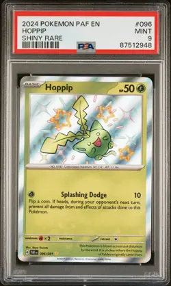 Hoppip 096/091 Baby Shiny Holo - Pokemon Scarlet & Violet Paldean Fates PSA 9 - Image 1