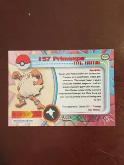 2000 Topps Chrome Holo Foil Tv Animation Ed. Pokemon #57 Primeape (Near Mint) - Image 3