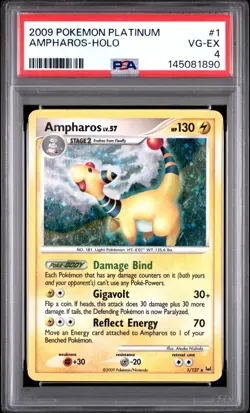 PSA 4 VG EX 2009 POKEMON PLATINUM #1 AMPHAROS-HOLO - Image 1