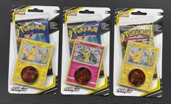 Pokemon Team Up Blister Packs - 2 Pikachu SM162 & 1 Mimikyu SM163 - Sealed - Image 1