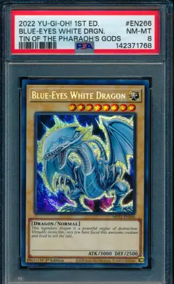 PSA 8 NM-MINT YuGiOh MP22-EN266 SECRET RARE Blue Eyes White Dragon 1st Edition - Image 1