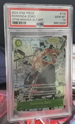 One Piece TCG Roronoa Zoro MANGA OP06-118 English PSA 10 GEM MINT - Image 1