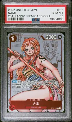 One Piece CCG Nami OP01-016 R PSA 10 25th Anniversary Premium Coll. Japanese - Image 1