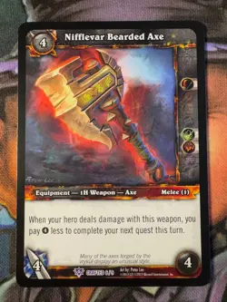 World of Warcraft TCG Promo Crafted 6/9 Nifflevar Bearded Axe - Image 1
