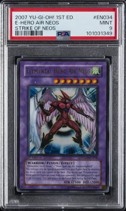 2007 YU-GI-OH! STON-STRIKE OF NEOS 1ST ED #EN034 ELEMENTAL HERO AIR NEOS PSA 9 - Image 1