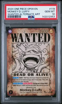 2024 ONE PIECE EMPERORS IN THE NEW WORLD WANTED ALT ART MONKEY D. LUFFY PSA 10 - Image 1