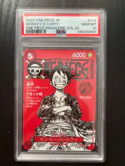 2025 ONE PIECE JPN PROMOS ONE PIECE MAGAZINE VOL.20 #014 MONKEY D. LUFFY PSA 10 - Image 1