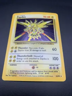 Pokemon TCG Zapdos Holo Rare Unlimited Card Base Set 16/102 MP - Image 3