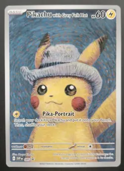Pikachu Grey Felt Hat SVP085 Van Gogh Pokemon Card NM #3 - Image 1