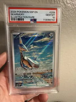 Pokemon TCG Skarmory Surging Sparks 209/191 Art Rare PSA Gem Mint 10 - Image 1
