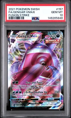 2021 POKEMON SWORD & SHIELD FUSION STRIKE #157 FULL ART/GENGAR VMAX PSA 10 - Image 1