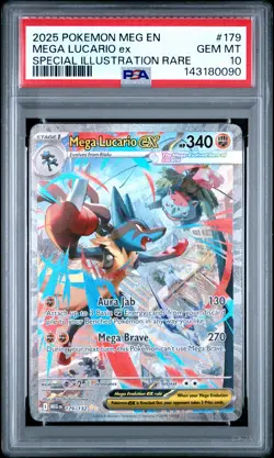2025 POKEMON MEG EN-MEGA EVOLUTION #179 MEGA LUCARIO EX PSA 10 - Image 1