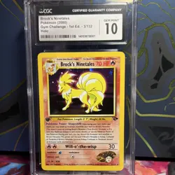 Pokemon Brock's Ninetales CGC 10 Gym Challenge 1st Edition Holo Rare 3/132 - Image 1