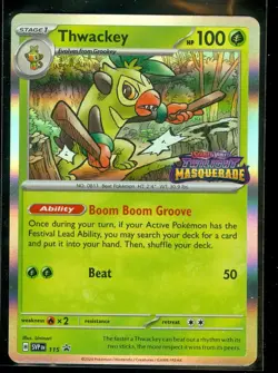 Pokemon THWACKEY SVP 115 - Twilight Masquerade PRERELEASE HOLO PROMO - MINT - Image 1