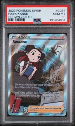 2023 POKEMON SWORD & SHIELD CROWN ZENITH #GG66 FULL ART/ROXANNE PSA 10 - Image 1
