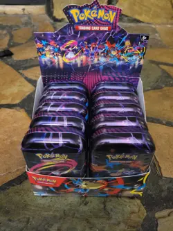 Pokemon TCG: Mega Heroes Mini Tins Set of 10 w/Display Factory Sealed - Image 1