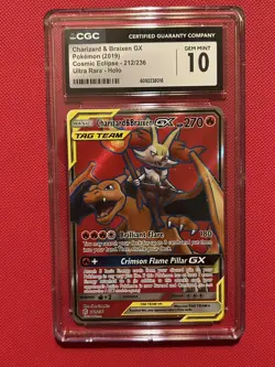 Pokemon Charizard & Braixen GX Cosmic Eclipse TAG TEAM #212 CGC 10 Gem Mint - Image 1