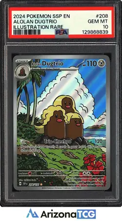 Pokemon 2024 Alolan Dugtrio 208/191 IR Surging Sparks GEM MINT PSA 10 - Image 1