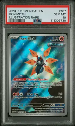 Pokemon TCG - PSA 10 2023 Iron Moth, Illustration Rare, SV: Paradox Rift #187 - Image 1